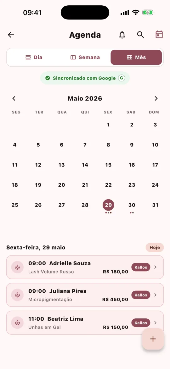 Agenda Clássica na visão de Mês